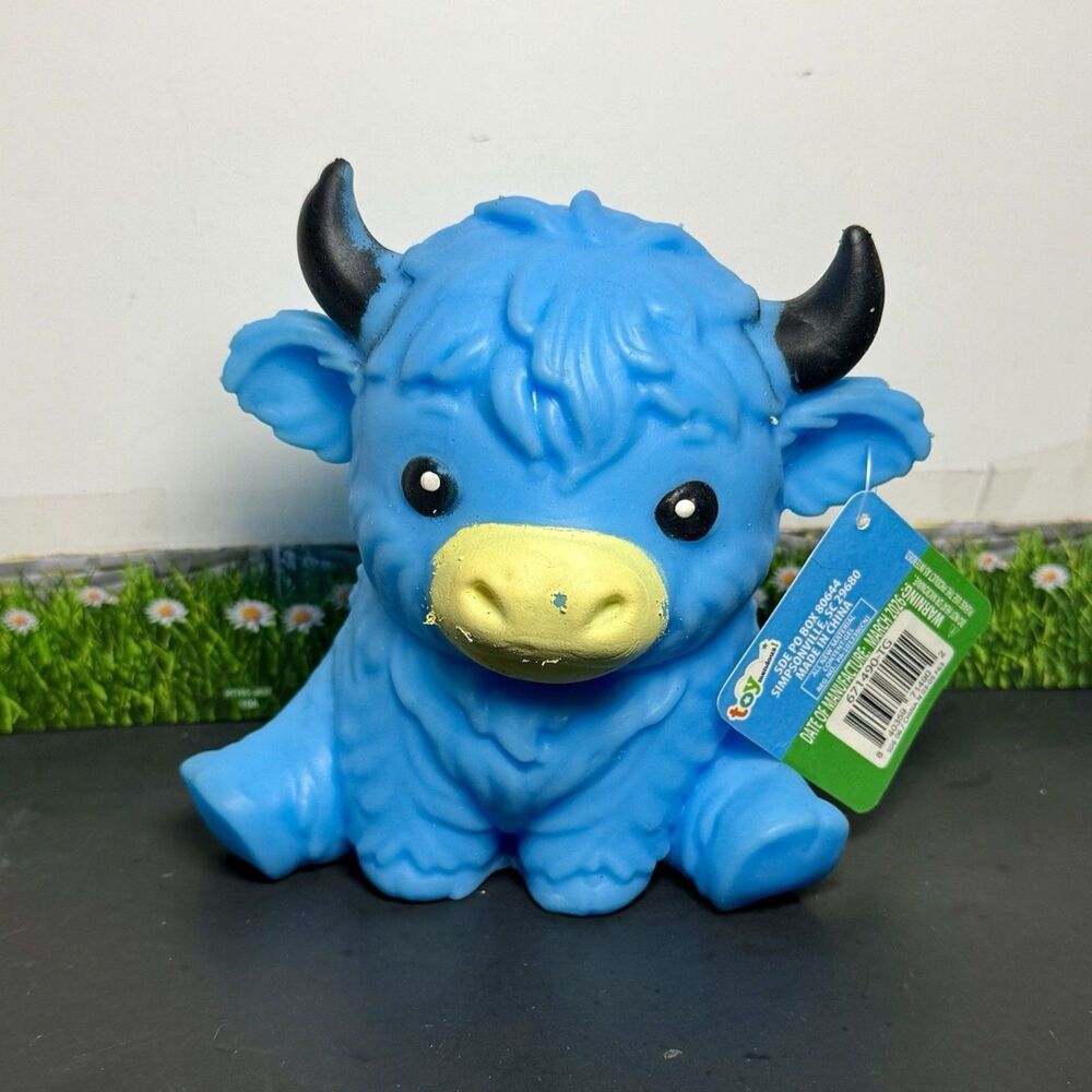 Squeezy Highland Cow Foam Squishy Squeeze Stress Toy Blue